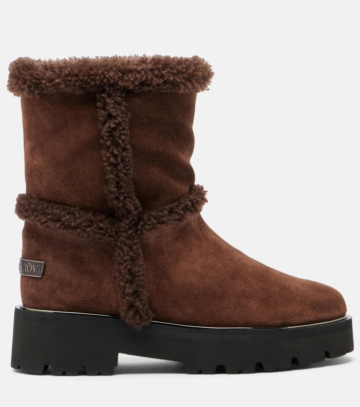 Aquazzura Teddi 20 shearling-trimmed suede ankle boots