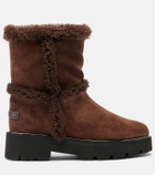 Aquazzura Teddi 20 shearling-trimmed suede ankle boots