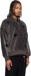 Song for the Mute Gray Corduroy Daisy Quarter Zip Sweatshirt
