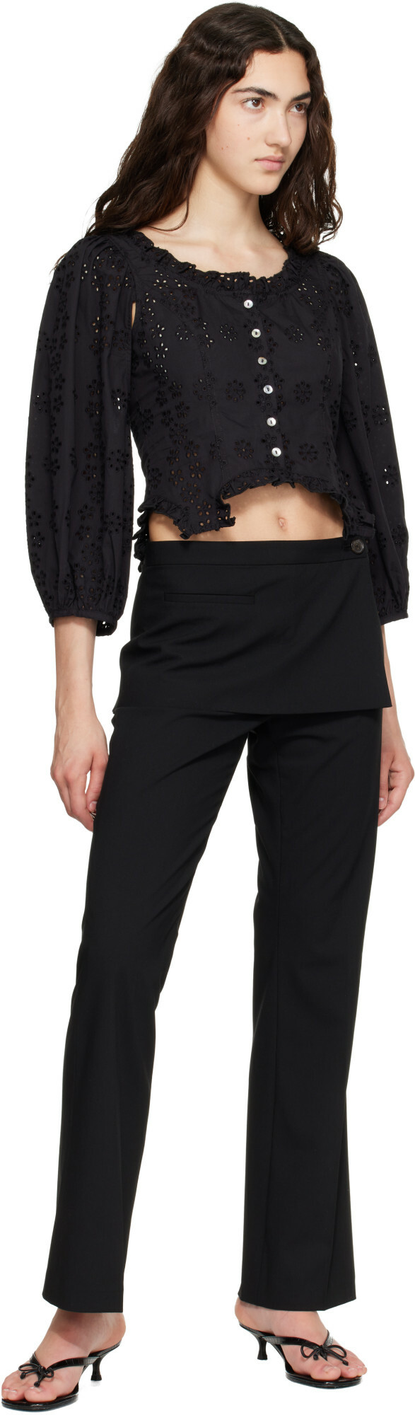 Sandy Liang Black Palisade Blouse