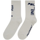 Polythene* Optics Grey and Navy Jacquard Logo Socks