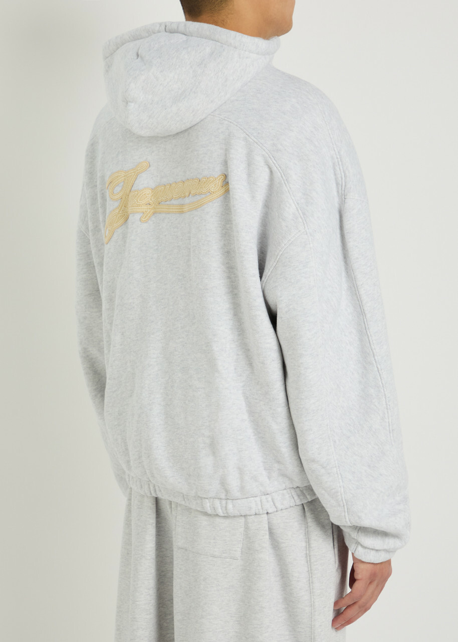 Jacquemus Le Hoodie Torneo Logo Hooded Cotton Sweatshirt Grey