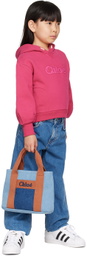 Chloé Kids Blue Embroidered Denim Bag