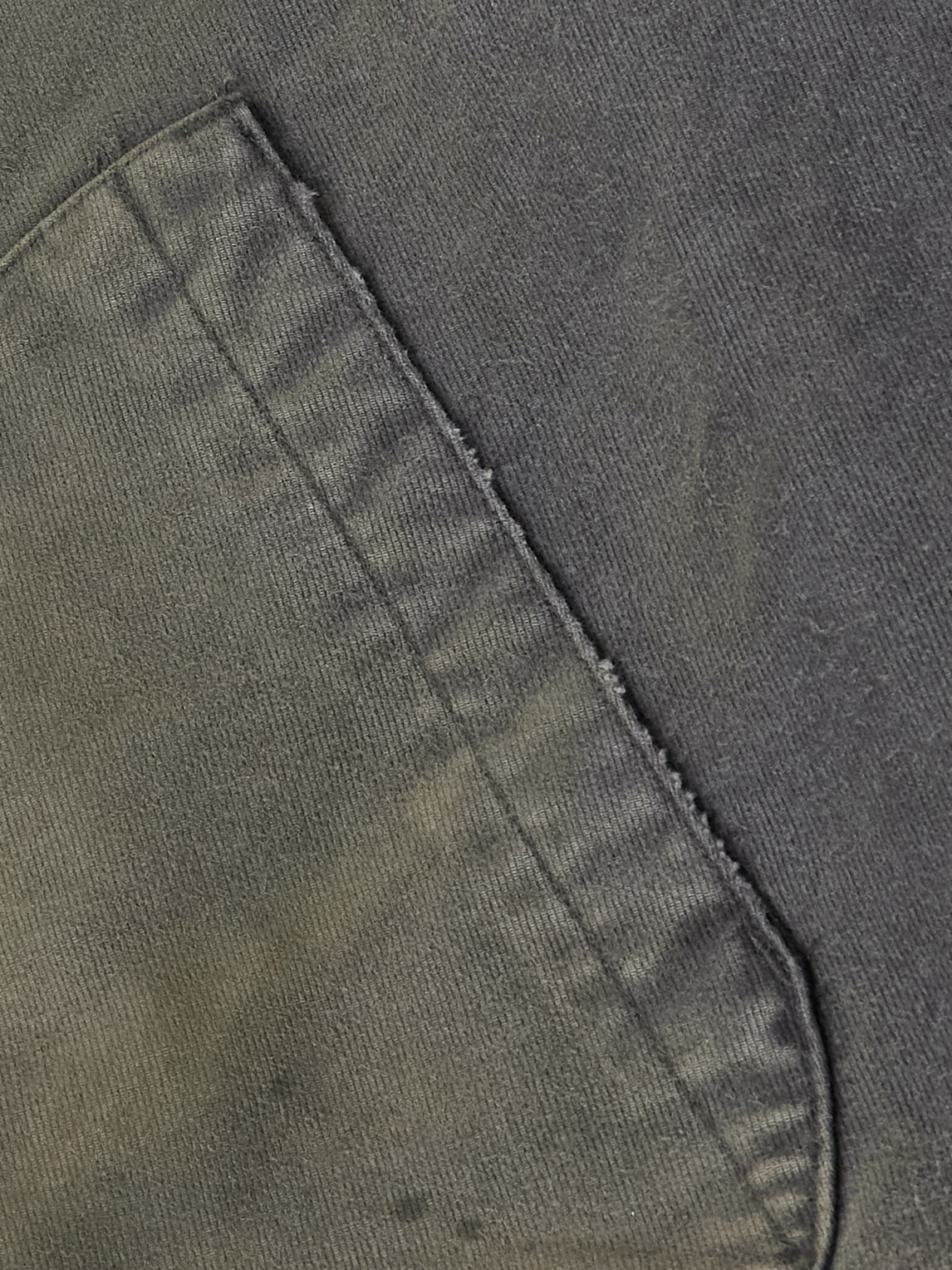 A.PRESSE - Vintage Distressed Ribbed Wool-Trimmed Denim Bomber Jacket - Green