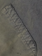 A.PRESSE - Vintage Distressed Ribbed Wool-Trimmed Denim Bomber Jacket - Green