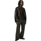 Fear of God Black Leather Raglan Bomber Jacket