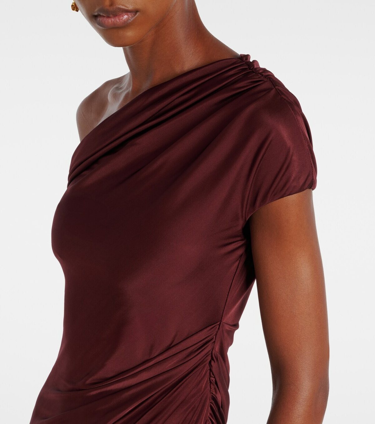 Galvan Asymmetric draped jersey maxi dress