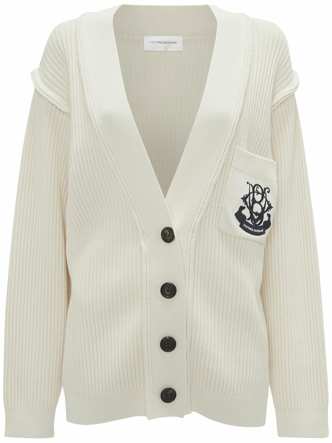 VICTORIA BECKHAM - Relaxed Fit Cotton & Silk Knit Cardigan