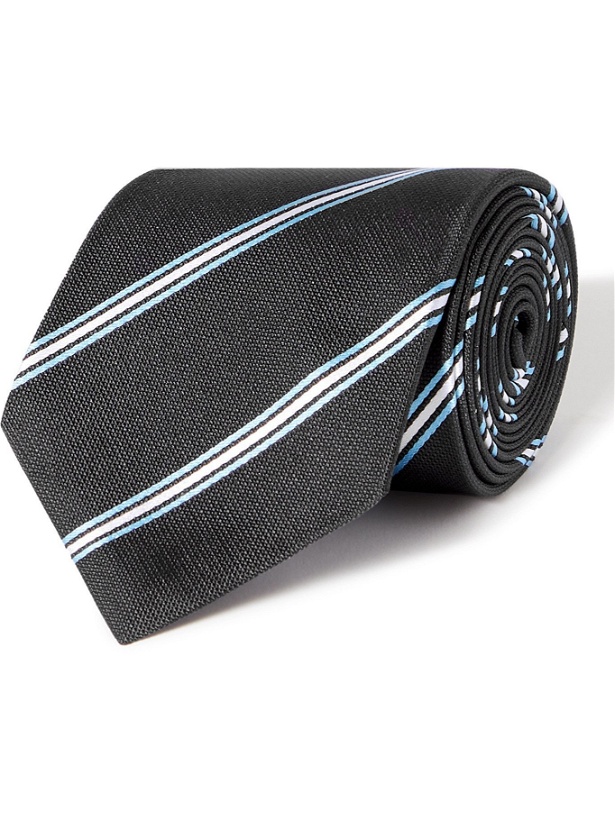 Photo: HUGO BOSS - 8cm Striped Silk-Jacquard Tie - Blue