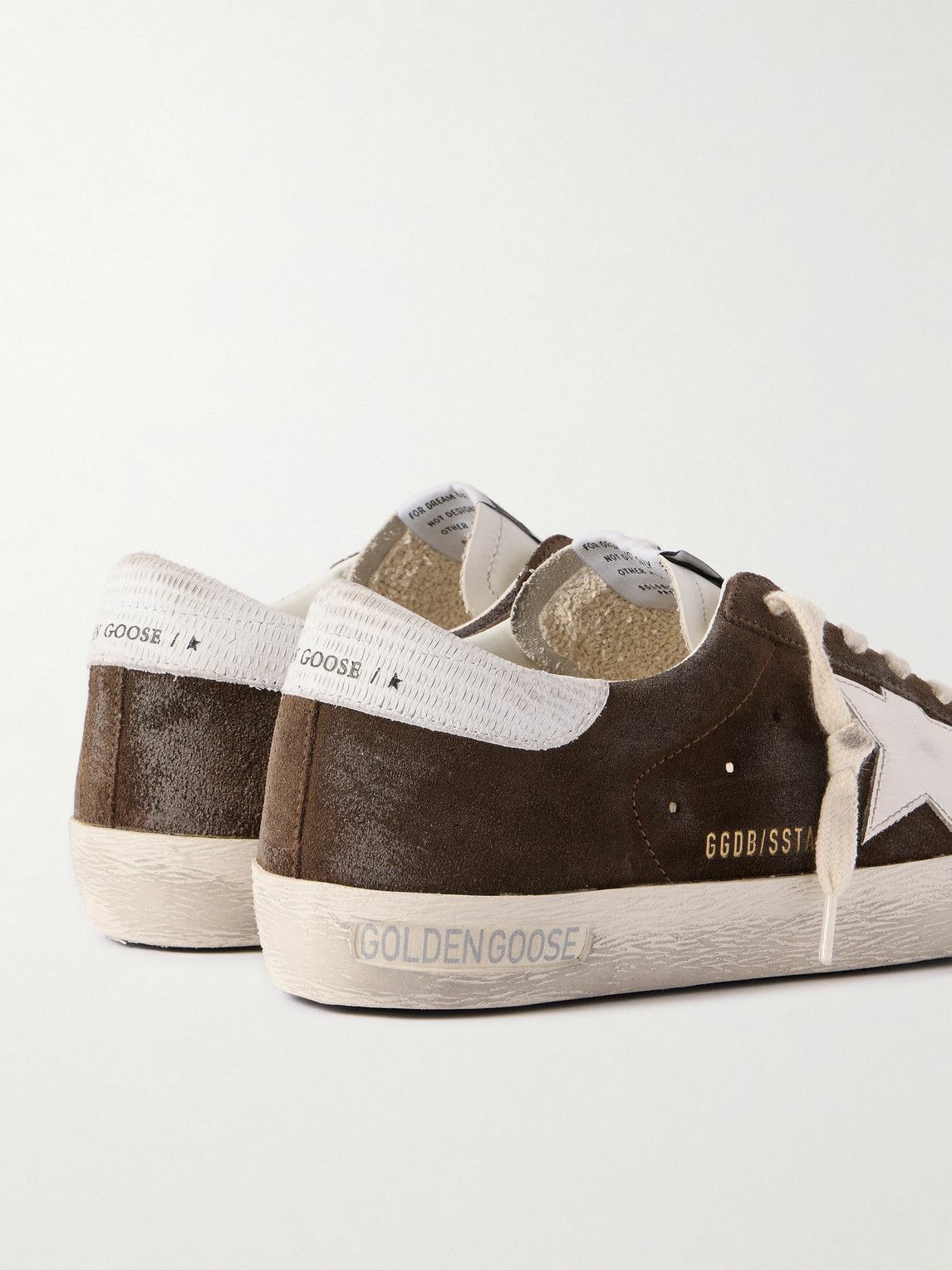 GOLDEN GOOSE Leather-Trimmed Suede Sneakers/海外限定商品 Golden Goose - Super-Star Distressed Leather-Trimmed Suede