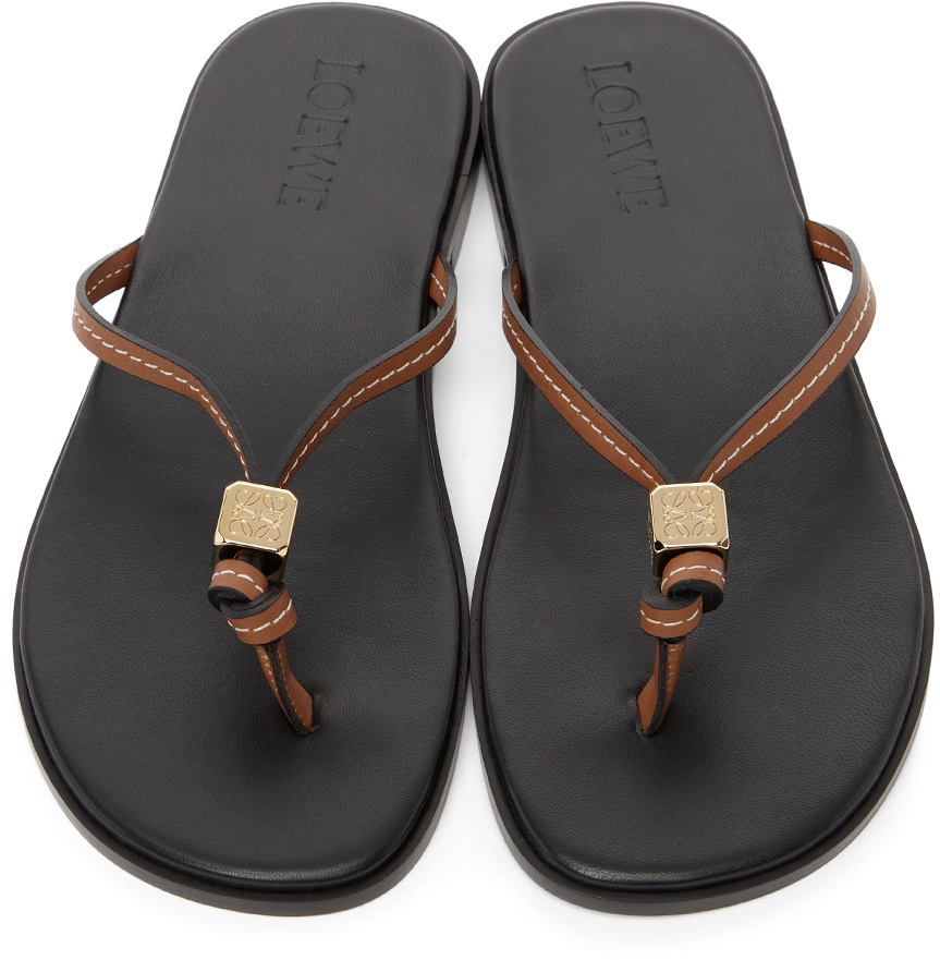 Loewe Tan Dice Flip Flop Sandals