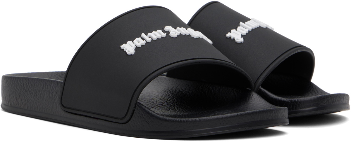 Palm Angels Black Classic Logo Pool Slides