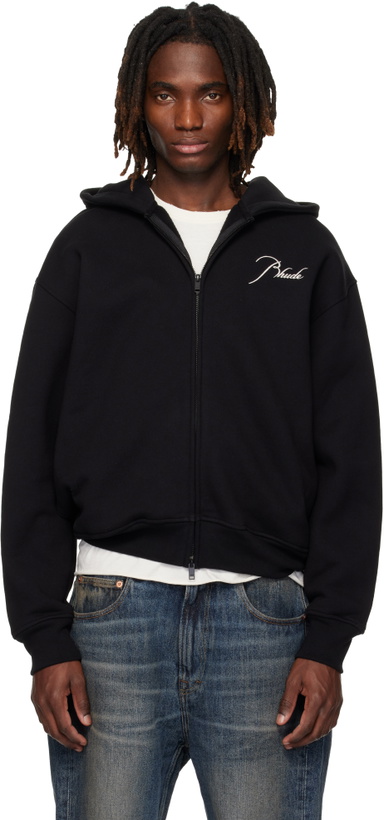 Photo: Rhude Black Classique Zip Up Hoodie