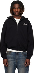 Rhude Black Classique Zip Up Hoodie