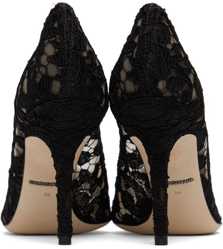 Dolce & Gabbana Black Taormina Devotion Heart Lace Pumps