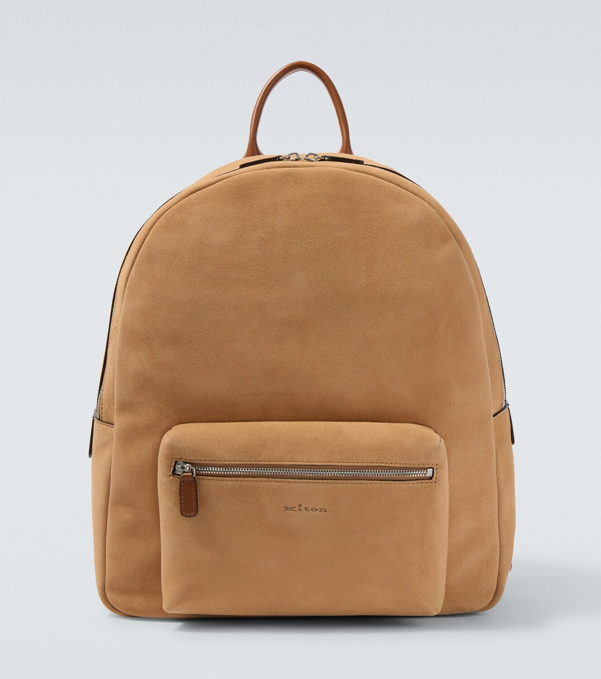 Kiton Leather-trimmed suede backpack