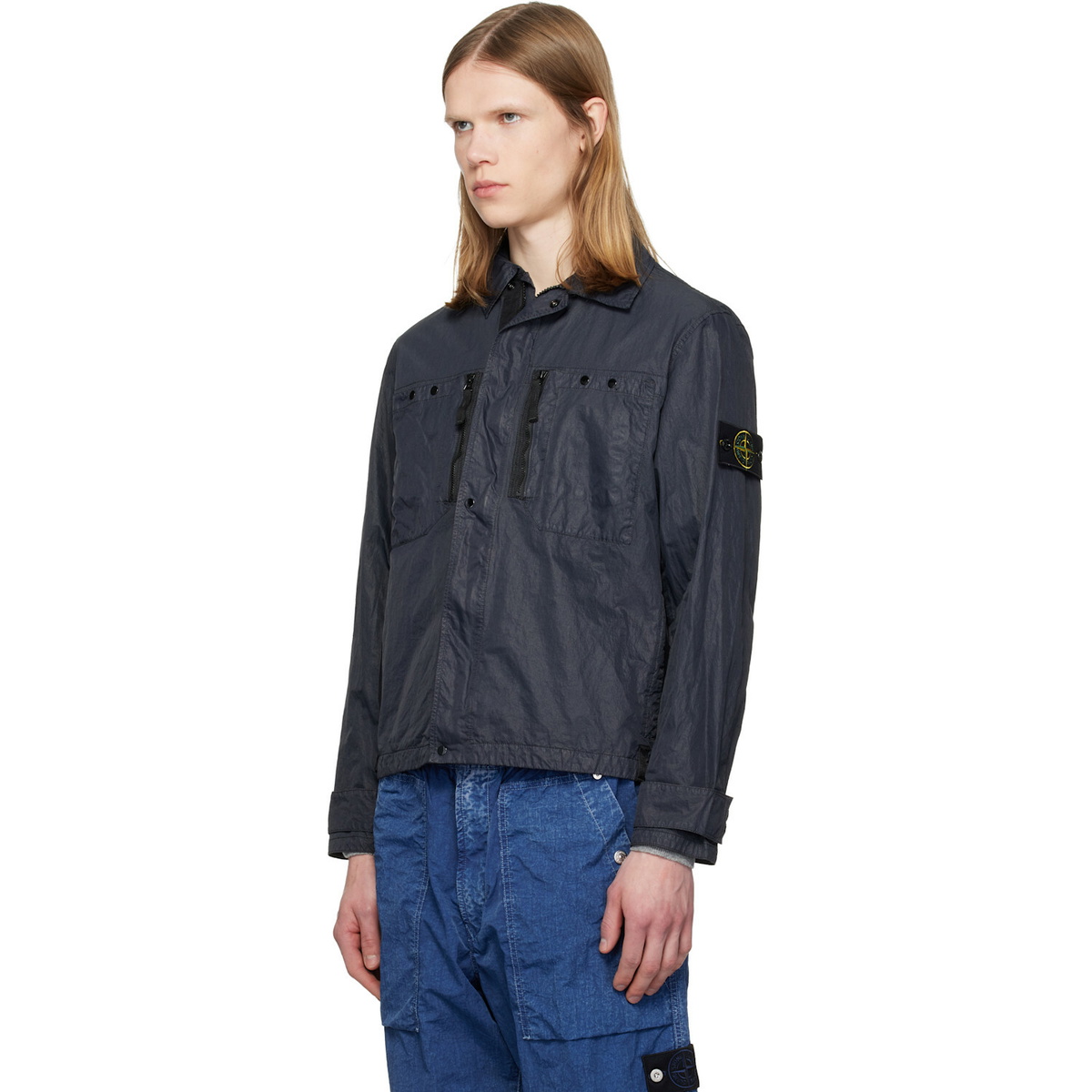 Stone Island Navy 1200020 Nylon Micro Twill Shirt
