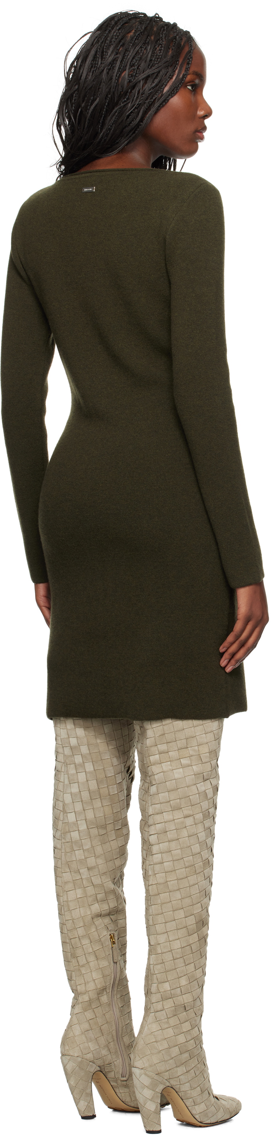 Ferragamo Khaki Knitted Minidress