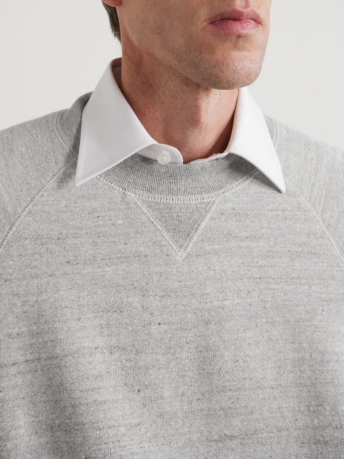 Drake's - Logo-Embroidered Cotton-Jersey Sweatshirt - Gray