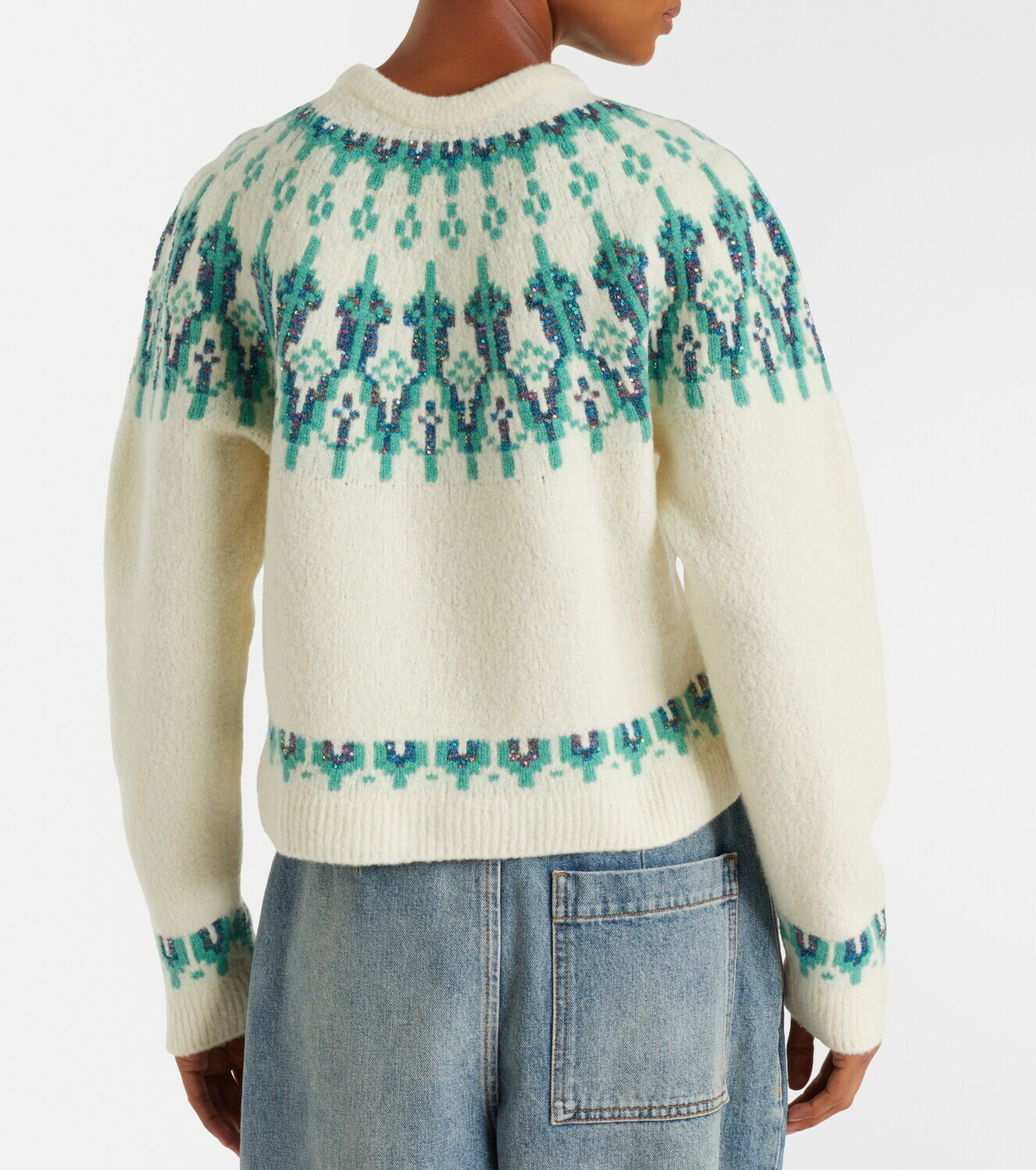 Loewe Fair Isle sequined wool-blend sweater