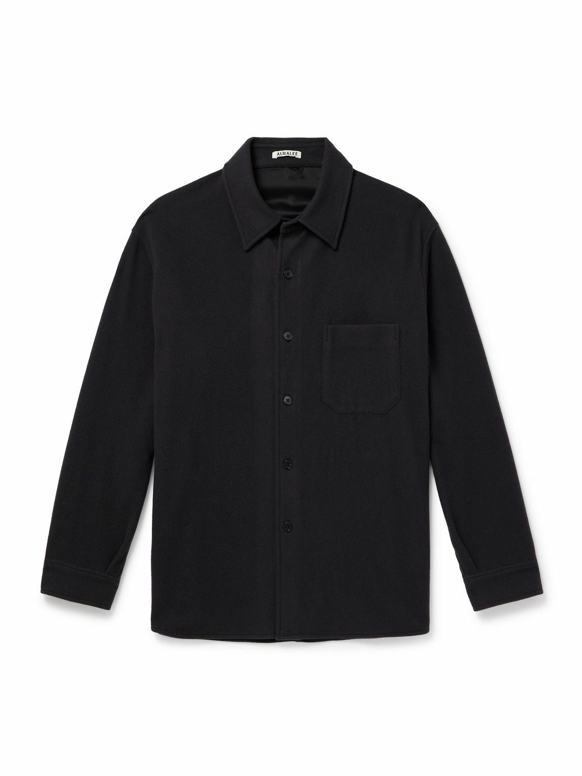 Auralee - Super 180s Wool-Flannel Shirt - Black Auralee
