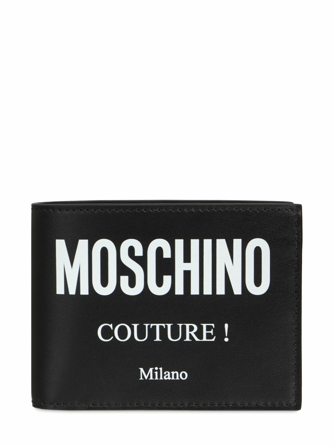 Photo: MOSCHINO - Logo Print Leather Bifold Wallet