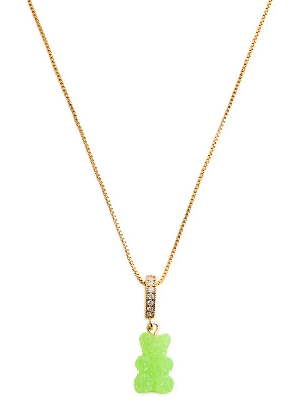 Photo: Crystal Haze Fizzy Nostalgia Bear 18kt Gold-plated Necklace - Green - One Size