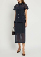 Polo Ralph Lauren Silk-organza Midi Skirt Navy
