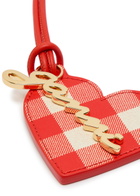 Ganni Bou Heart Mirror Leather Keyring - Red - One Size