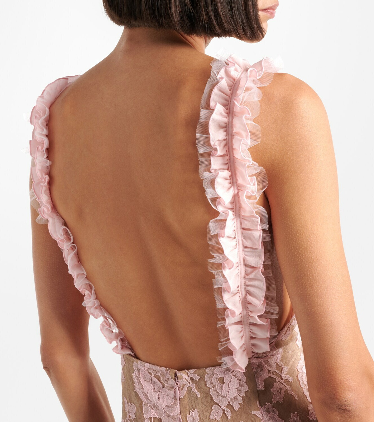 Alessandra Rich Ruffled cotton-blend lace maxi dress
