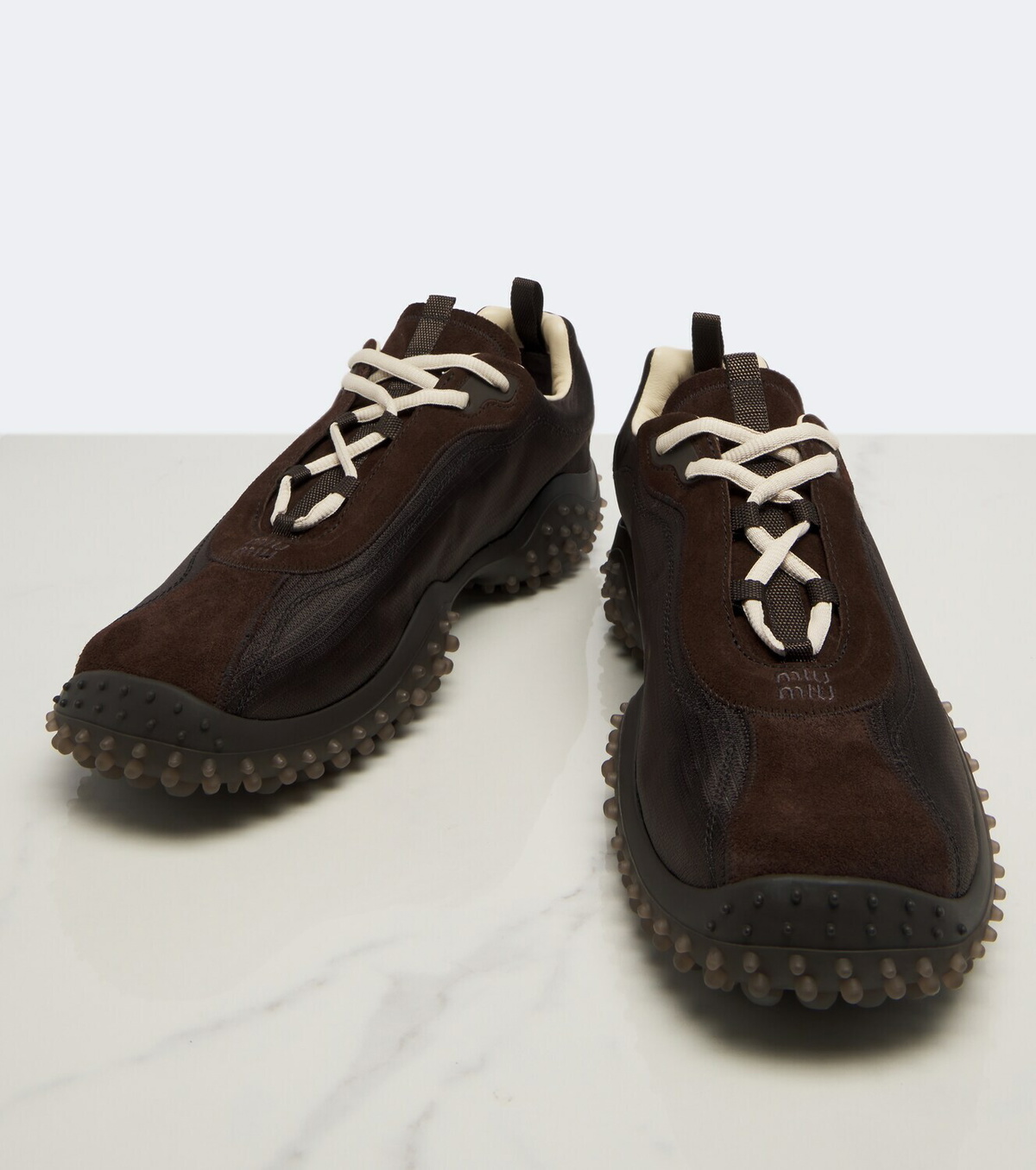 Miu Miu Bubble suede-trimmed sneakers