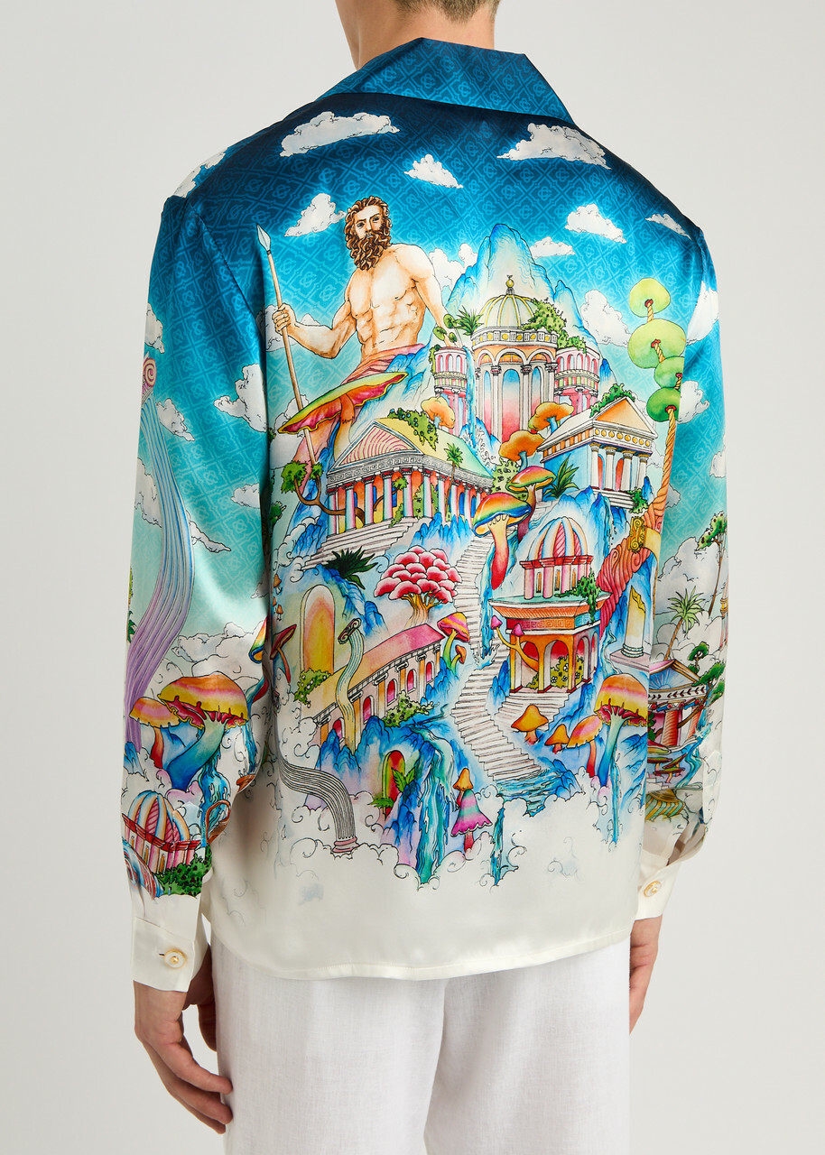 【CASABLANCA】The Road to Knowledge Casablanca Road To Knowledge Printed Silk-satin Shirt