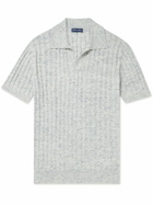 Frescobol Carioca - Rino Ribbed Cotton and Silk-Blend Polo Shirt - Blue
