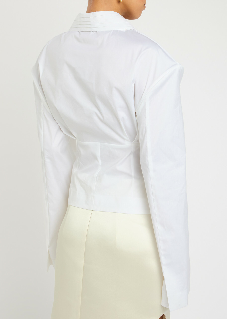A.W.A.K.E Mode Darted Stretch-cotton Poplin Blouse White