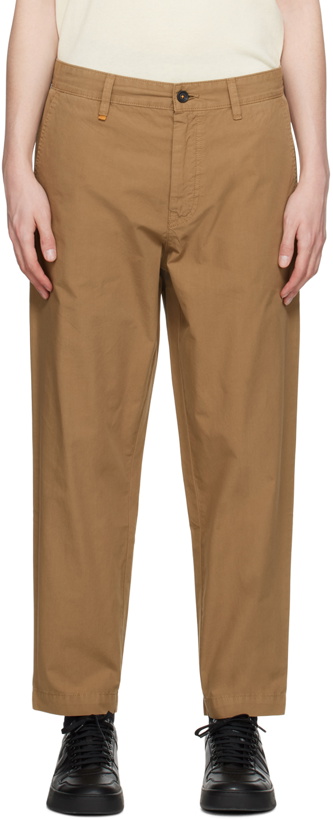 Photo: BOSS Brown Relaxed-Fit Trousers