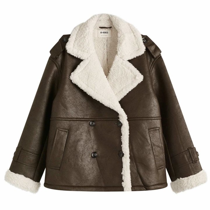 Photo: 4th & Reckless Women's Burton Shearling Jacket in Grey