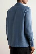 Brunello Cucinelli - Camp-Collar Hemp Shirt - Blue
