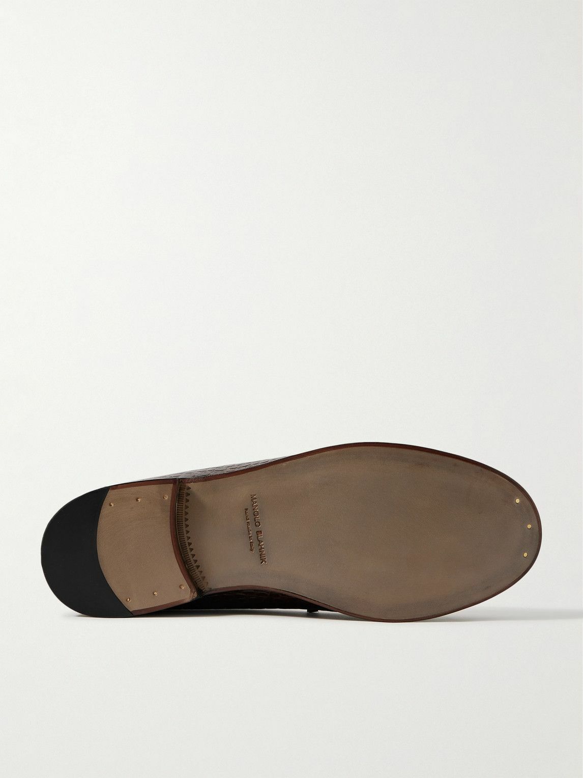 Manolo Blahnik - Ralone Croc-Effect Leather Loafers - Brown