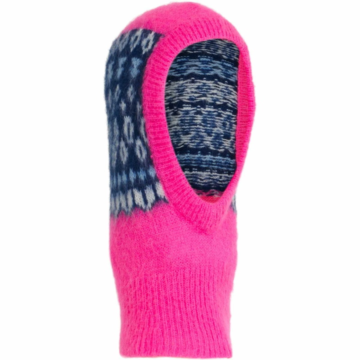 Photo: MC2 Saint Barth Woman Ultra Soft Fluo Pink Balaclava With Icelandic Pattern