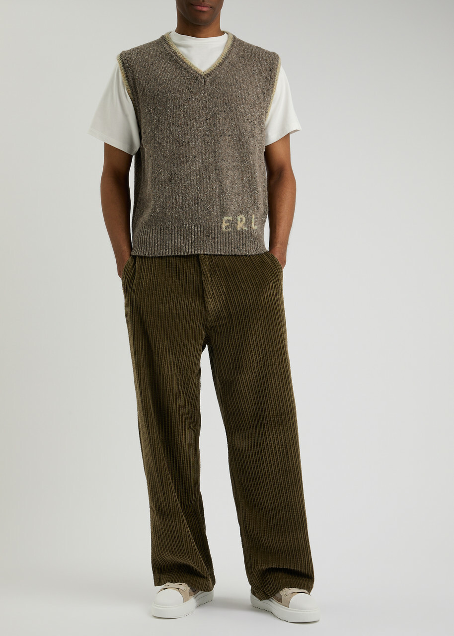 Erl Logo-intarsia Wool-blend Vest Grey