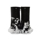 Maison Margiela Black and Silver Foil Suede Flat Tabi Boots
