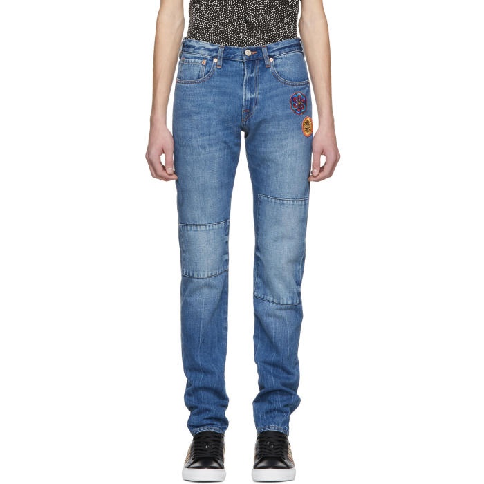 Photo: PS by Paul Smith Blue Embroidered Slim Standard Fit Jeans