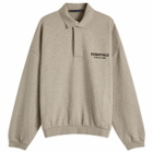 Fear of God ESSENTIALS Men's Core Logo Fleece Polo Sweatshirt in Heather Grey