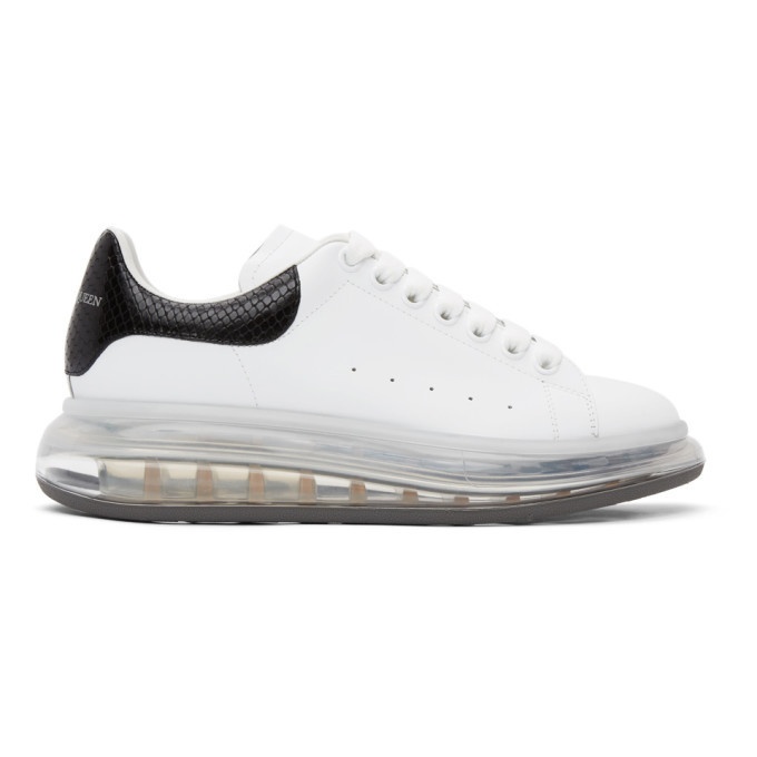 Photo: Alexander McQueen White and Black Snake Clear Sole Oversized Sneakers
