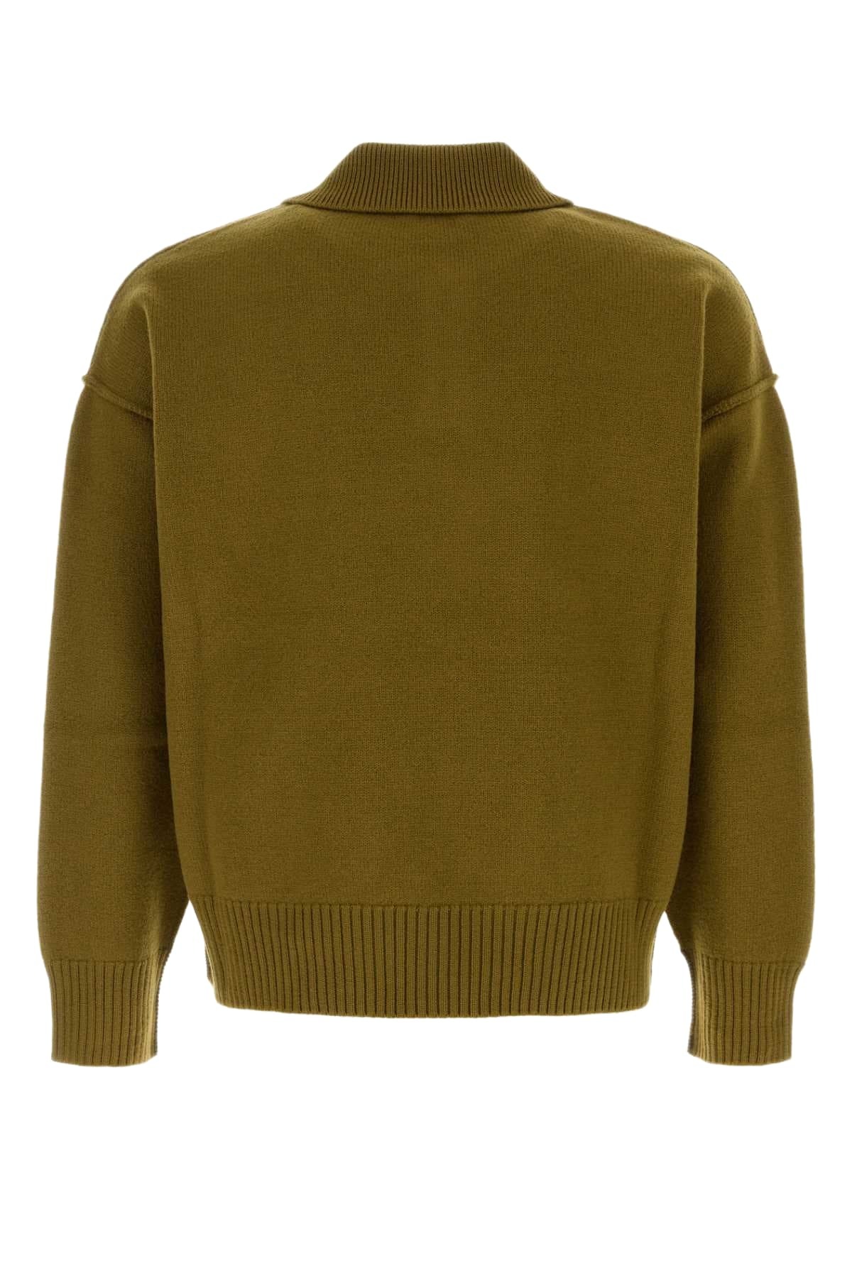 Ami Alexandre Mattiussi Olive Green Wool Polo Shirt