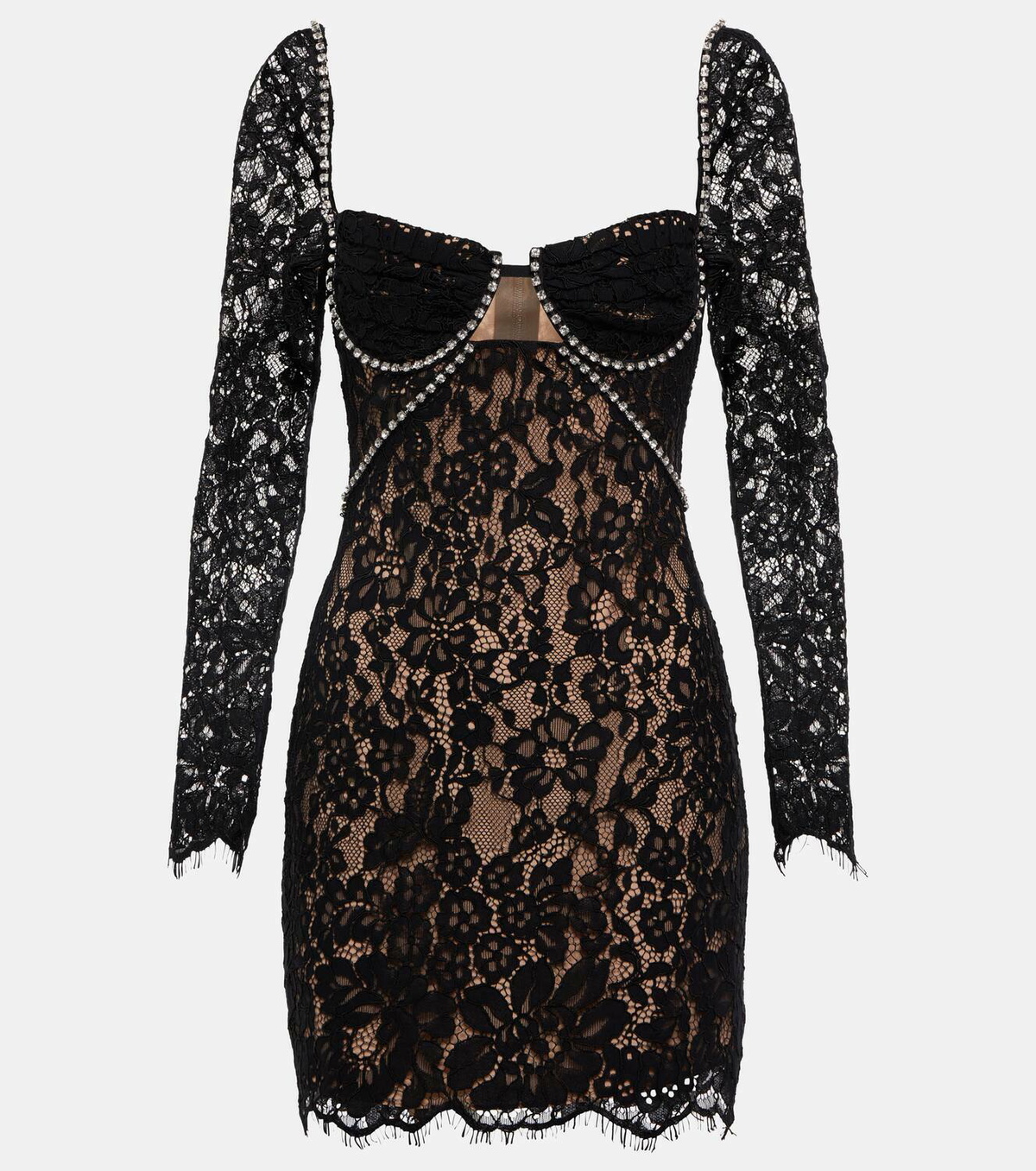 knee length dresses for ladies Black And Gold Chiffon Mini Dress  self-portrait-US