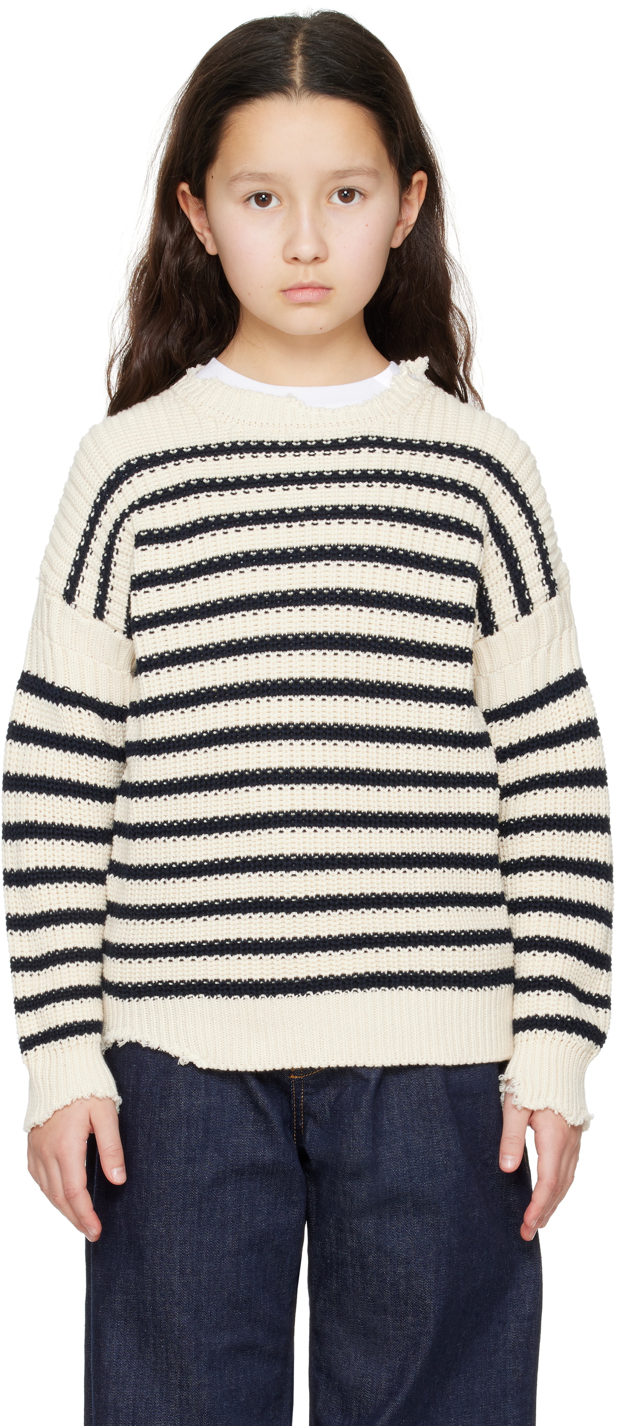 Marni Kids Beige & Black Striped Sweater
