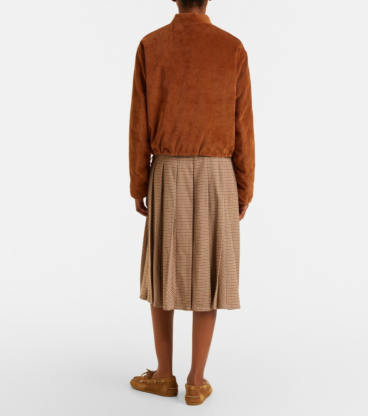 Moncler Checked pleated midi skirt