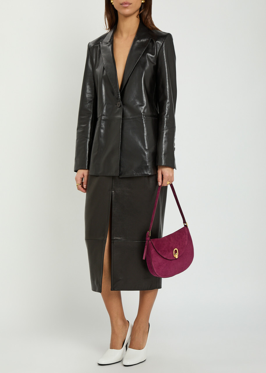 Nour Hammour Arden Leather Blazer Black