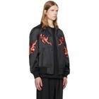 Y-3 Black Embroidered Graphic Satin Souvenir Jacket